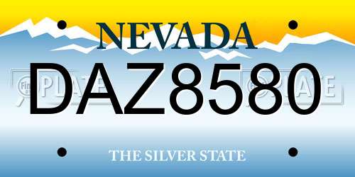 DAZ8580 Nevada License Plate