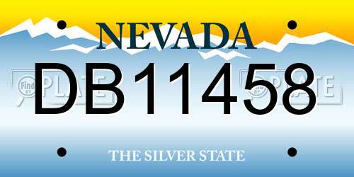 DB11458 Nevada License Plate