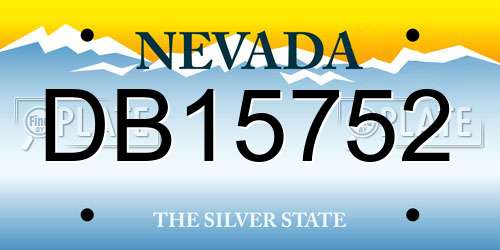 DB15752 Nevada License Plate