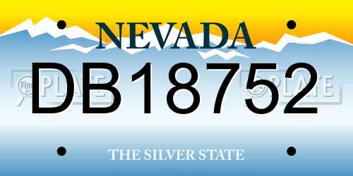 DB18752 Nevada License Plate