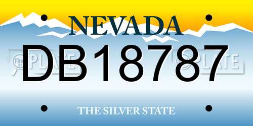 DB18787 Nevada License Plate