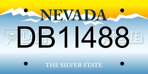 DB1I488 Nevada License Plate