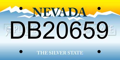 DB20659 Nevada License Plate