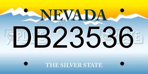 DB23536 Nevada License Plate