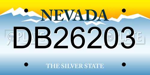 DB26203 Nevada License Plate