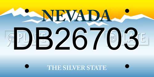 DB26703 Nevada License Plate
