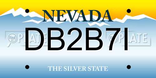 DB2B7I Nevada License Plate