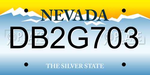 DB2G703 Nevada License Plate