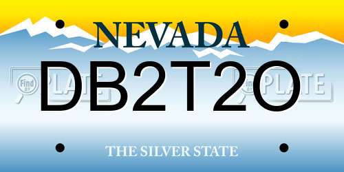 DB2T2O Nevada License Plate
