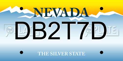 DB2T7D Nevada License Plate