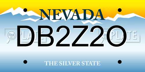 DB2Z2O Nevada License Plate
