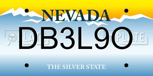 DB3L9O Nevada License Plate