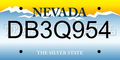 DB3Q954 Nevada License Plate