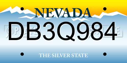 DB3Q984 Nevada License Plate