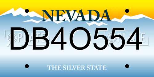 DB4O554 Nevada License Plate