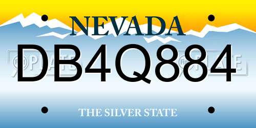 DB4Q884 Nevada License Plate