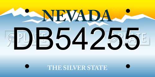 DB54255 Nevada License Plate