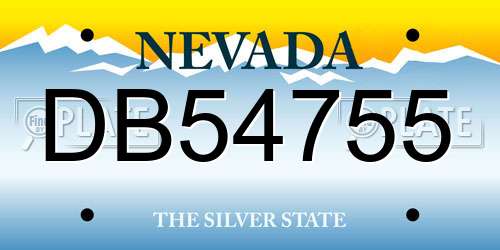 DB54755 Nevada License Plate
