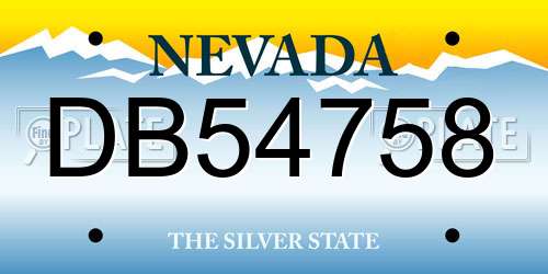 DB54758 Nevada License Plate