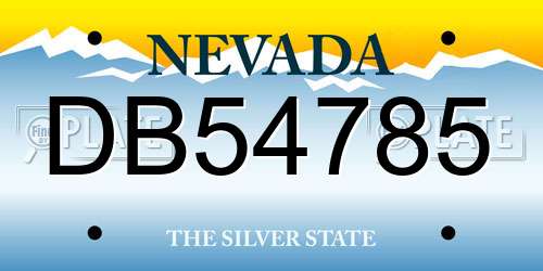 DB54785 Nevada License Plate