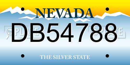 DB54788 Nevada License Plate