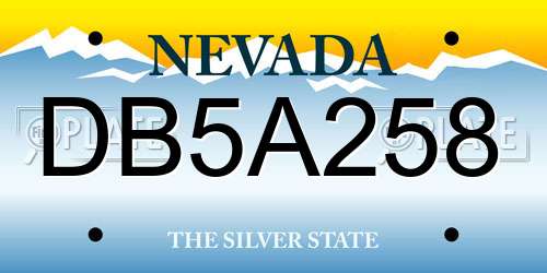DB5A258 Nevada License Plate