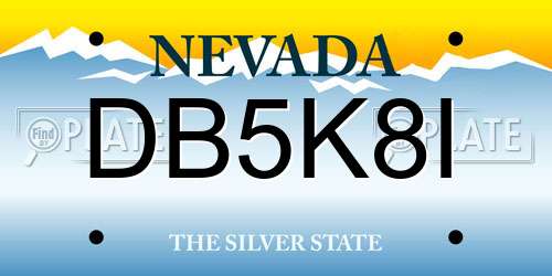 DB5K8I Nevada License Plate