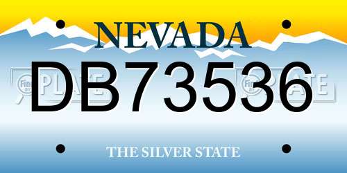DB73536 Nevada License Plate