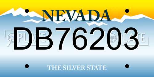DB76203 Nevada License Plate