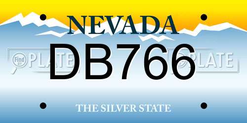 DB766 Nevada License Plate
