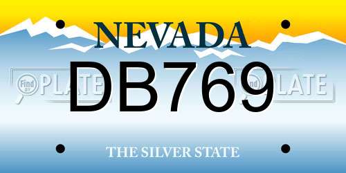 DB769 Nevada License Plate