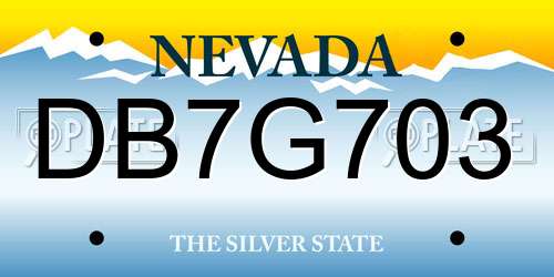 DB7G703 Nevada License Plate