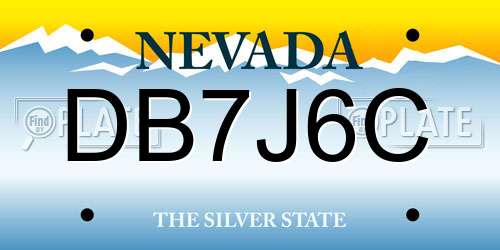 DB7J6C Nevada License Plate