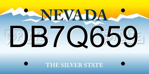 DB7Q659 Nevada License Plate