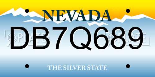 DB7Q689 Nevada License Plate