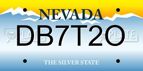 DB7T2O Nevada License Plate