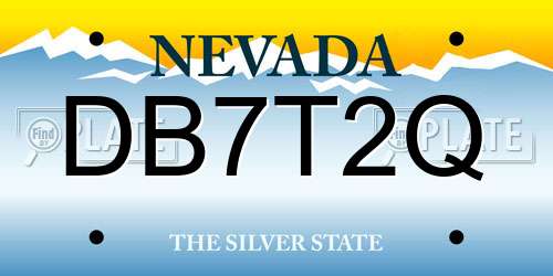 DB7T2Q Nevada License Plate