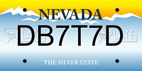 DB7T7D Nevada License Plate