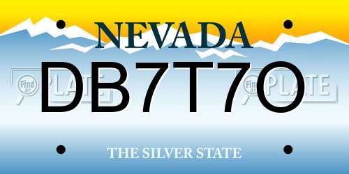 DB7T7O Nevada License Plate
