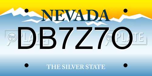 DB7Z7O Nevada License Plate