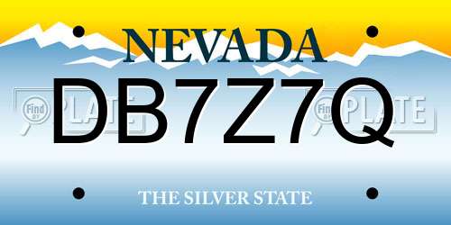 DB7Z7Q Nevada License Plate