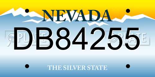 DB84255 Nevada License Plate