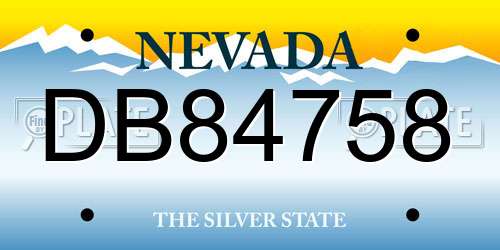 DB84758 Nevada License Plate