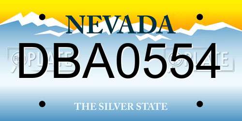 DBA0554 Nevada License Plate