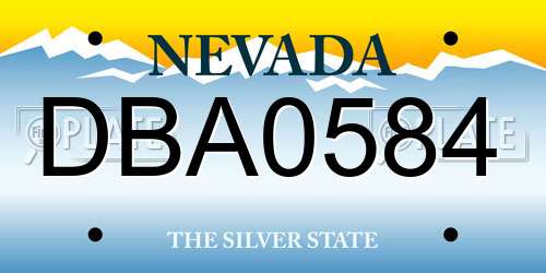 DBA0584 Nevada License Plate