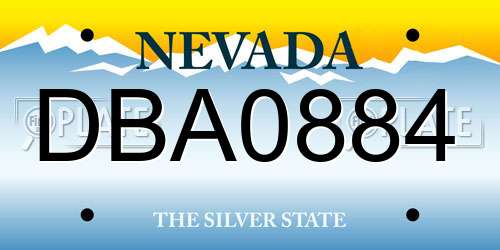 DBA0884 Nevada License Plate