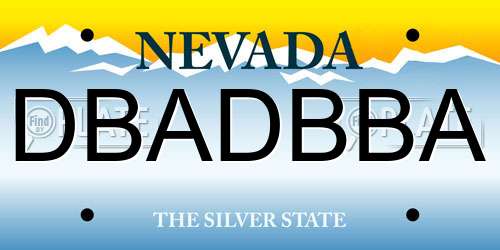 DBADBBA Nevada License Plate