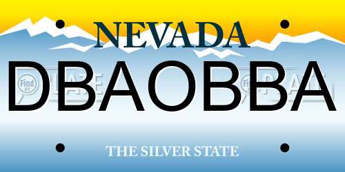 DBAOBBA Nevada License Plate