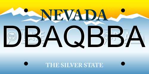 DBAQBBA Nevada License Plate