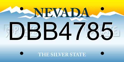 DBB4785 Nevada License Plate
